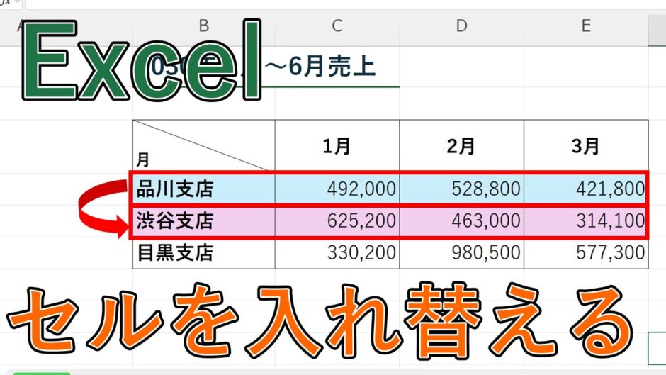 エクセルでセルを上下・左右に入れ替える方法は?セルの行・列の順番を変更【Excel】 | PC業務効率化メディア